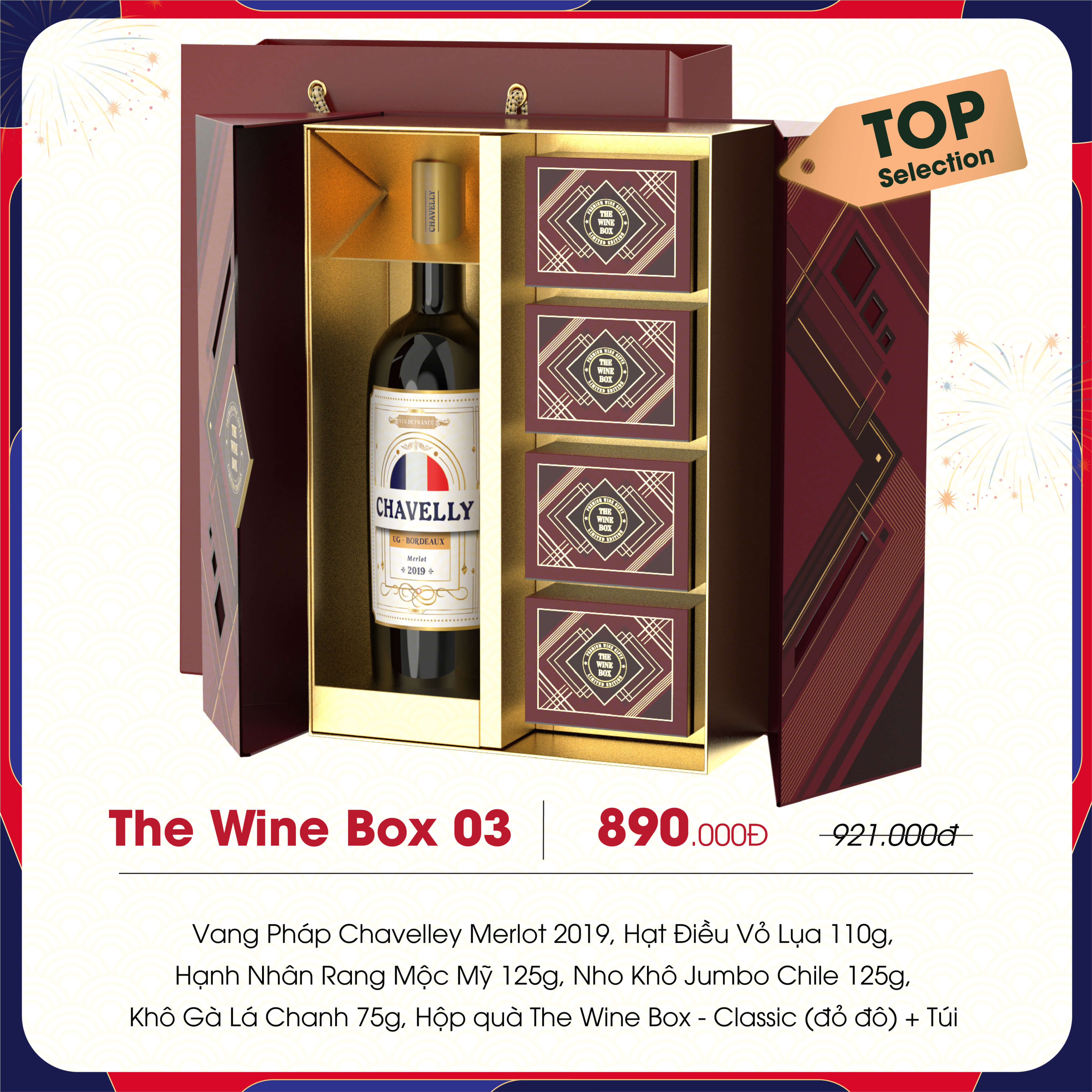 Hộp quà biếu Tết The Wine Box 03