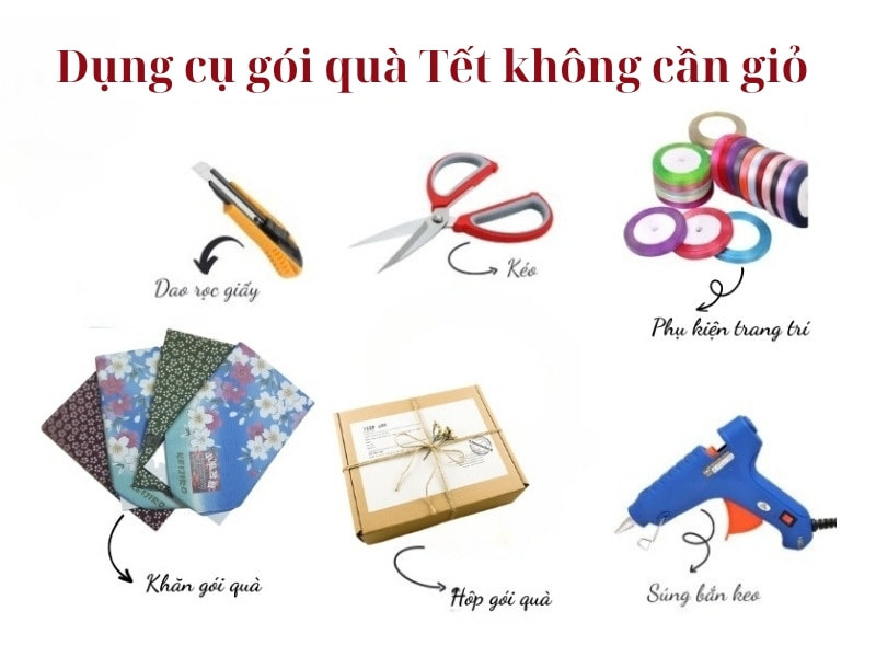 dụng cụ gói quà Tết không cần giỏ 